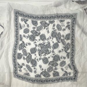 Threads 4 Thought Scarf Lenzing Modal Gray White Sheer Tassels Lightweight 41x39